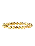Shiny gold-colored bracelet formed by many uniform round beads.