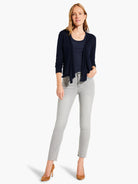 Navy knit ribbed scoop neck tank top.