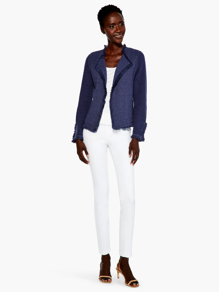 Fringe Mix Knit Jacket in Nvy