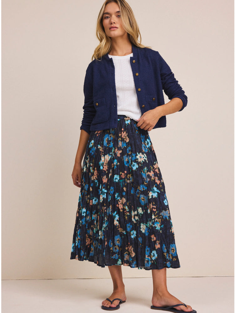 Glowy Floral Cotton Crinkle Skirt in Imi