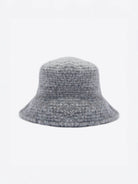 Heather gray bucket hat with a distinct fluffy, looped texture.
