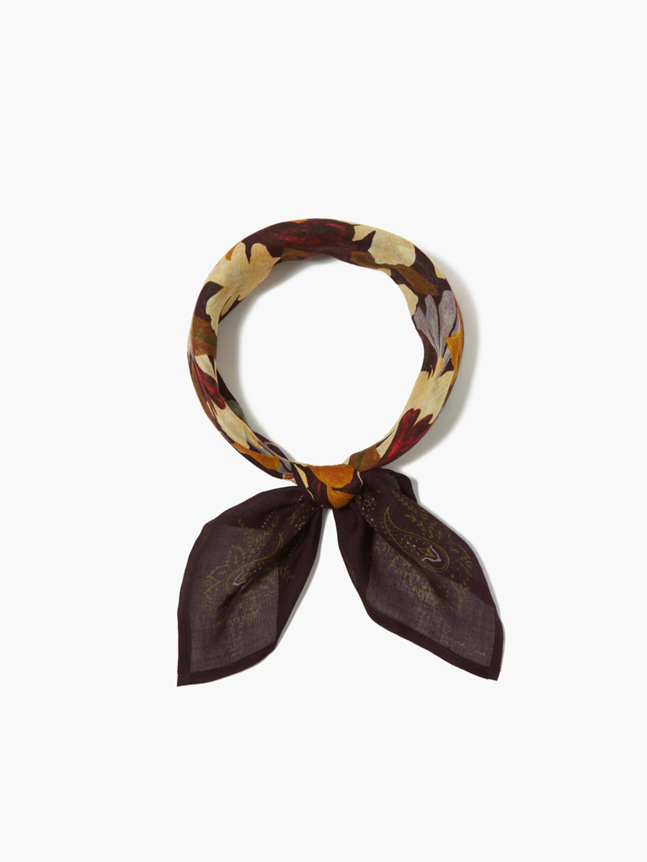 Chan Luu Floral Printed Bandana in Brn