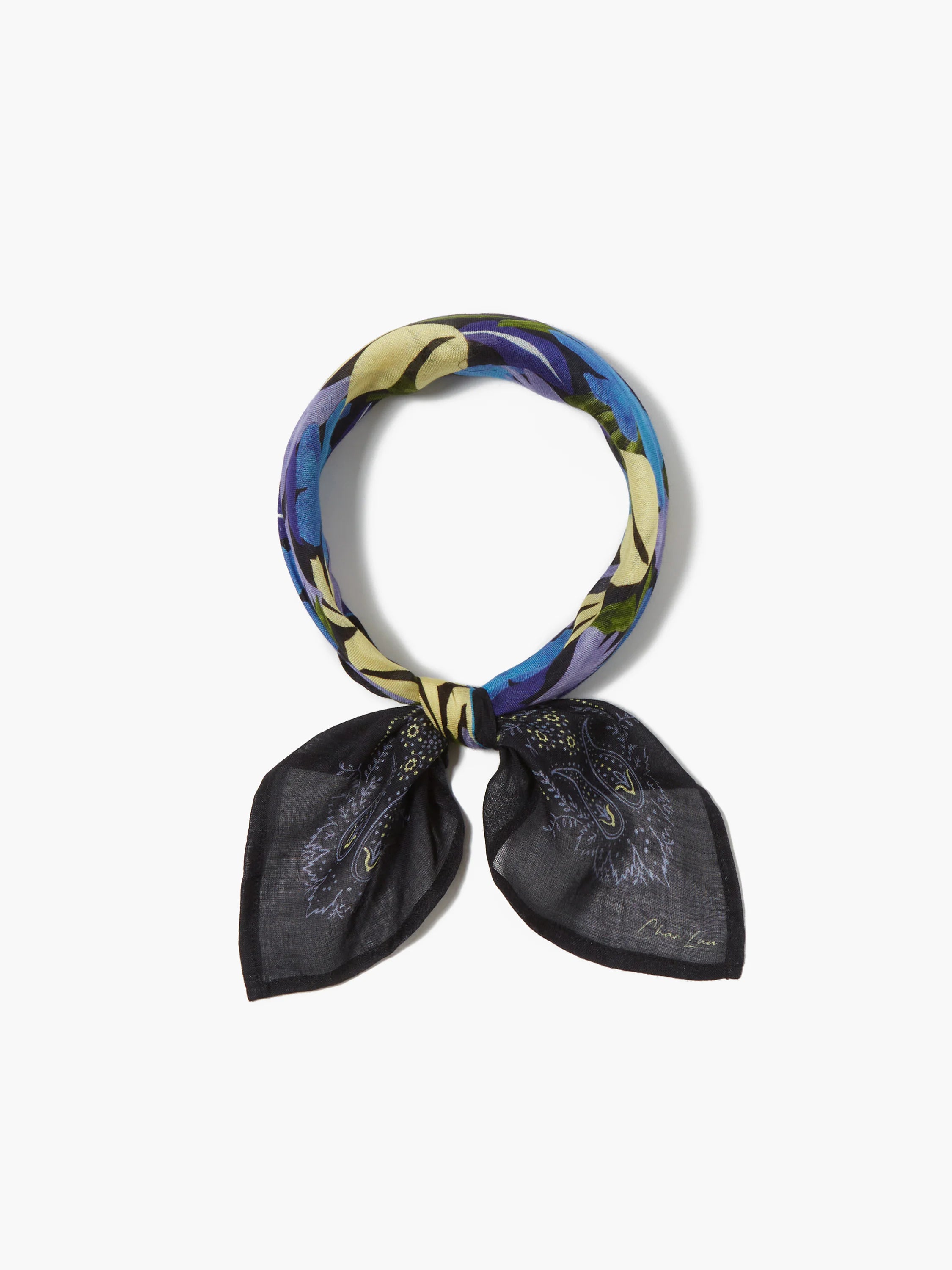 Chan Luu Floral Printed Bandana in Nvy