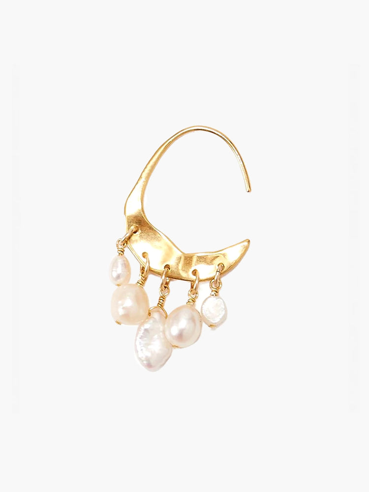 Chan Luu Crescent Pearl Drops Earrings in Prl