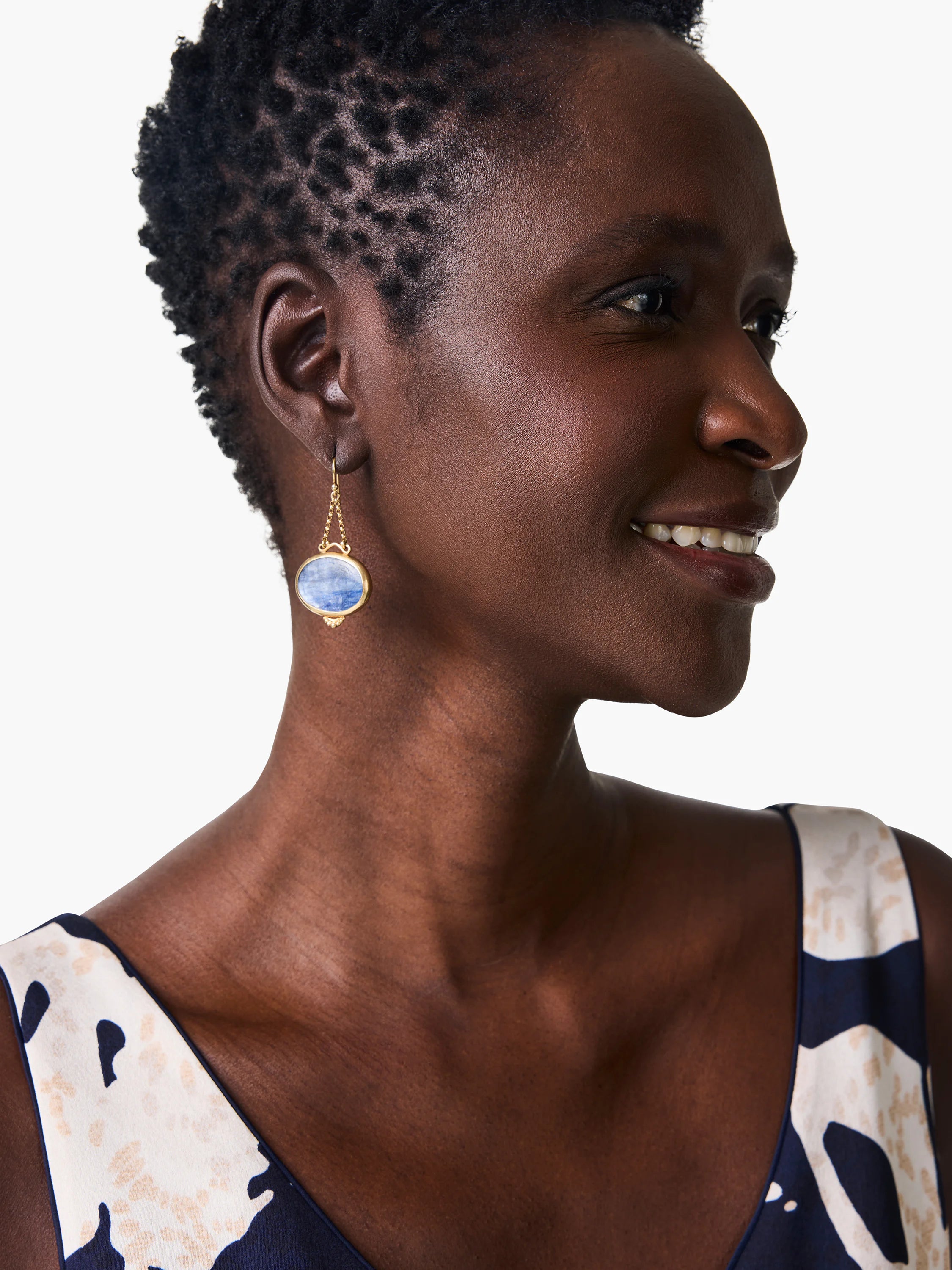 Chan Luu Blue Gold Oval Drop Earrings in Blt