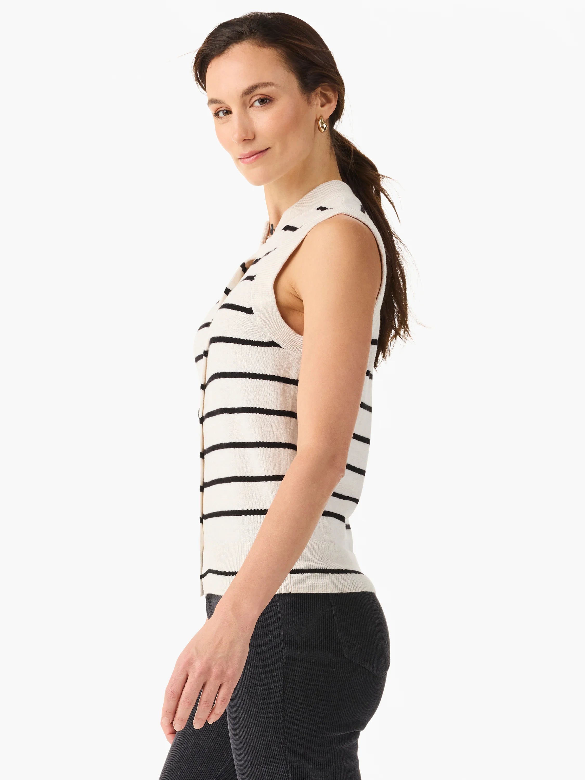 Striped Essential Sweater Vest in Cem
