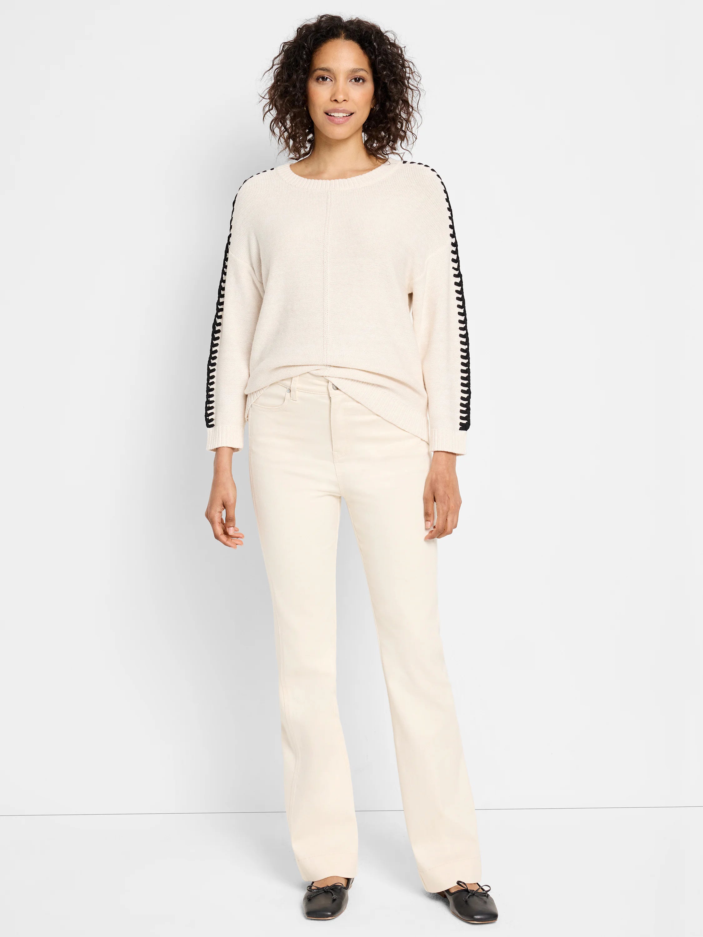 Laced Up Sweater in Cem