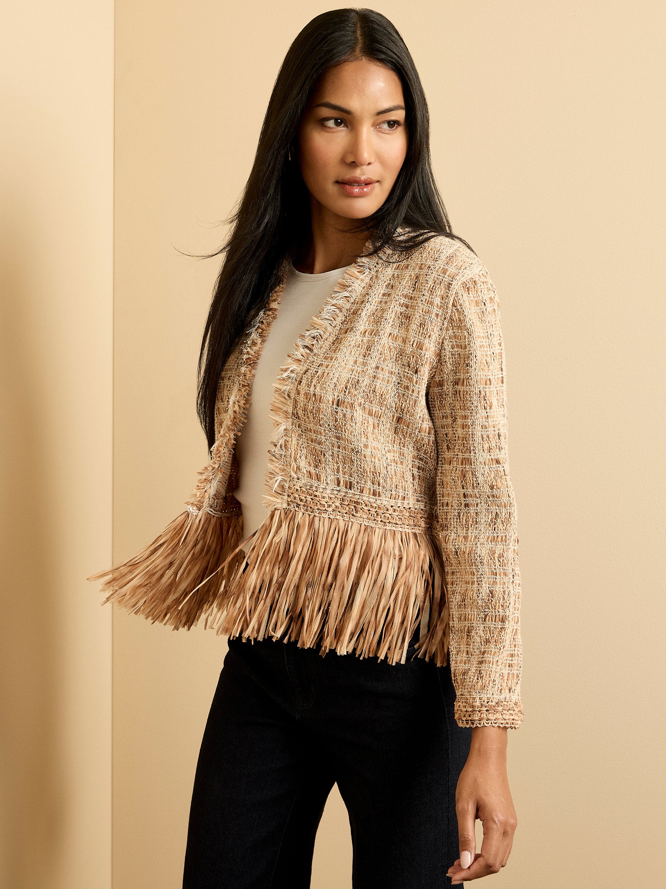NIC+ZOE Iconic Cork Fringe Knit Jacket product