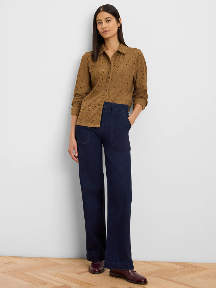 Knit Eyelet Pop On Top in Oak