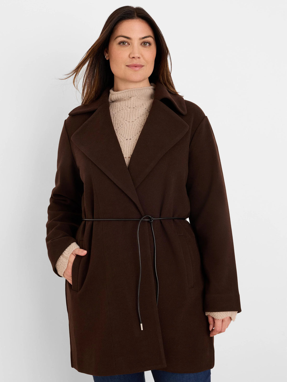 Knit Twill Wrap Jacket in Jav