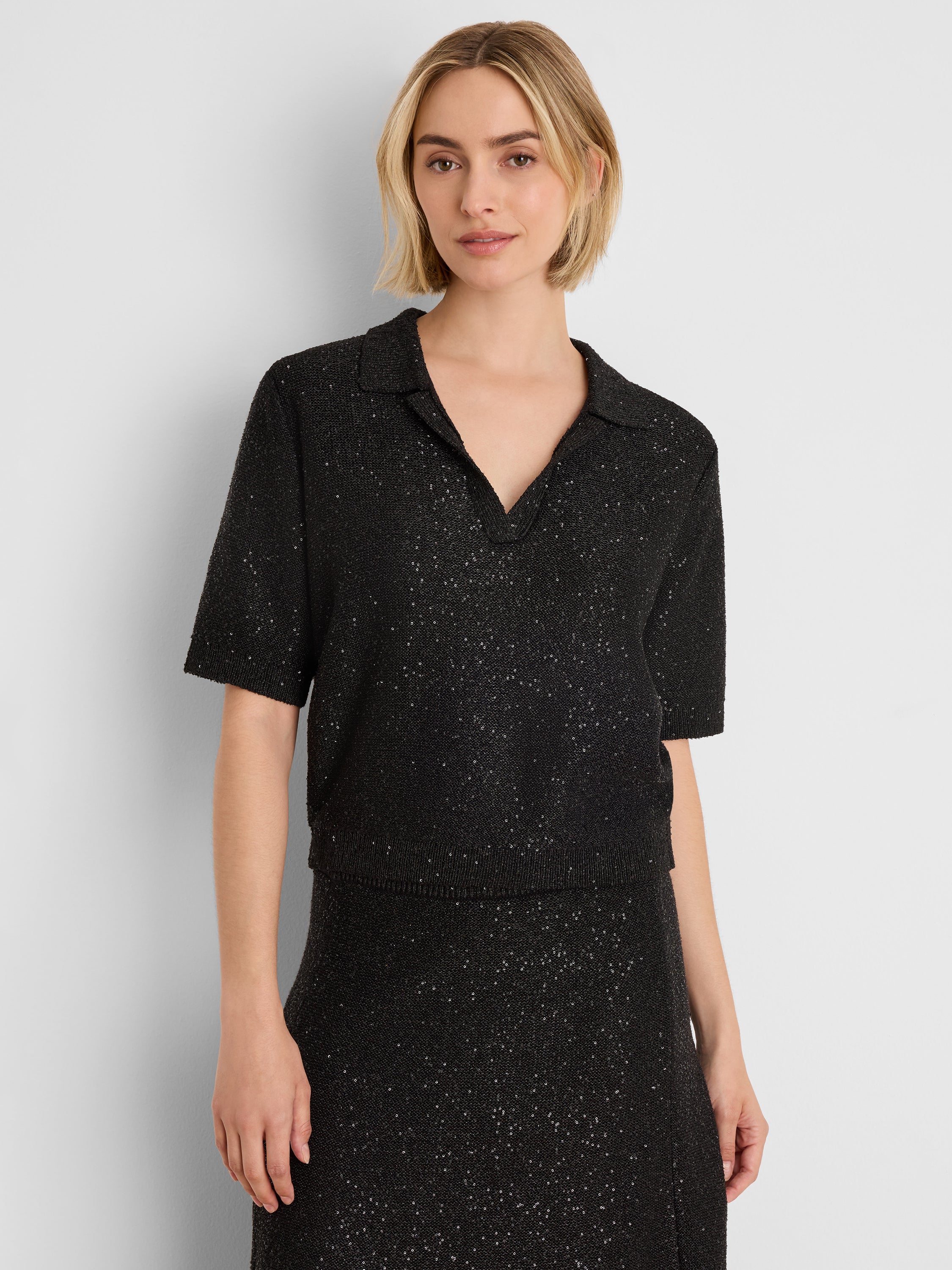 NIC+ZOE Anytime Sequin Polo Sweater product