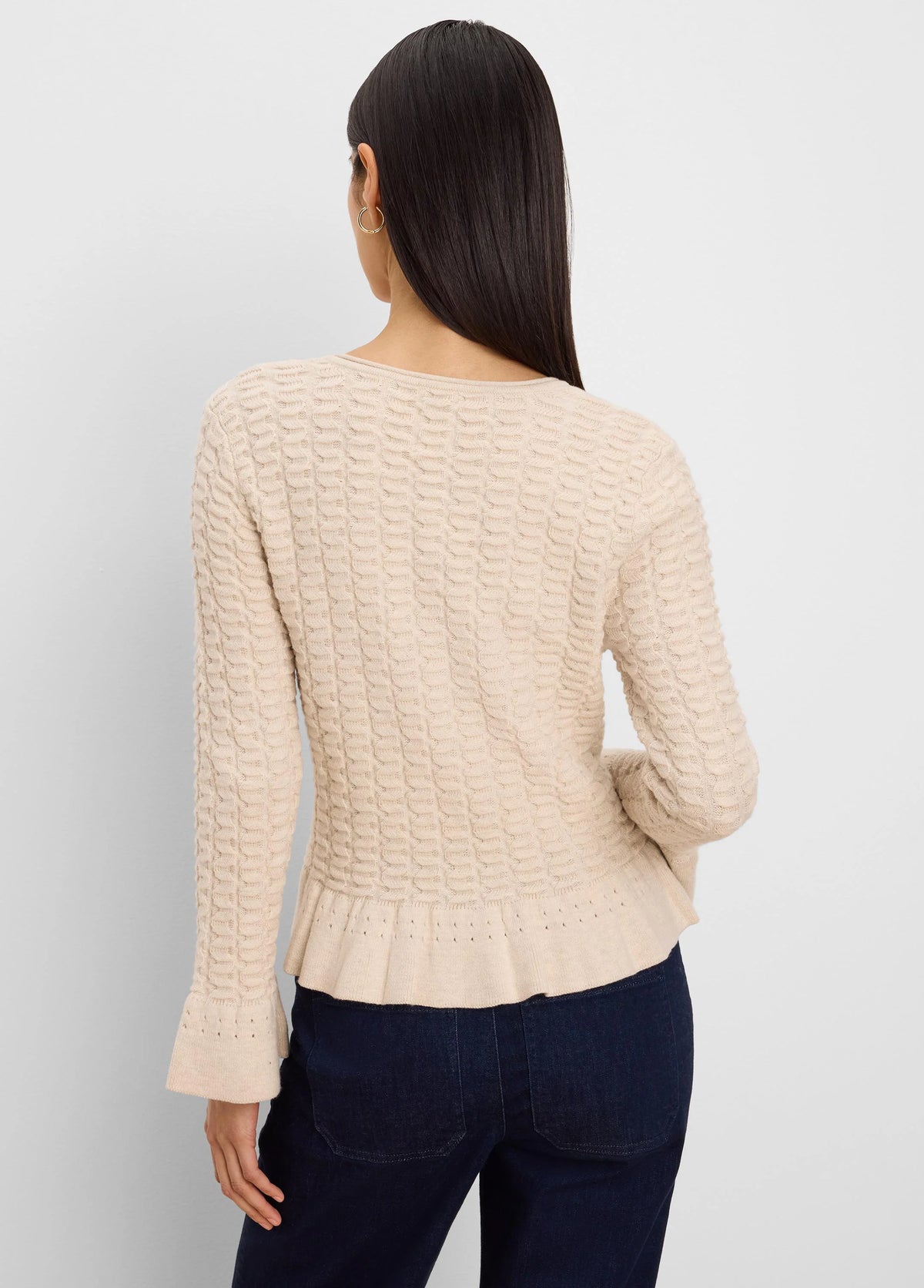Frill Textured Cardigan in Psl