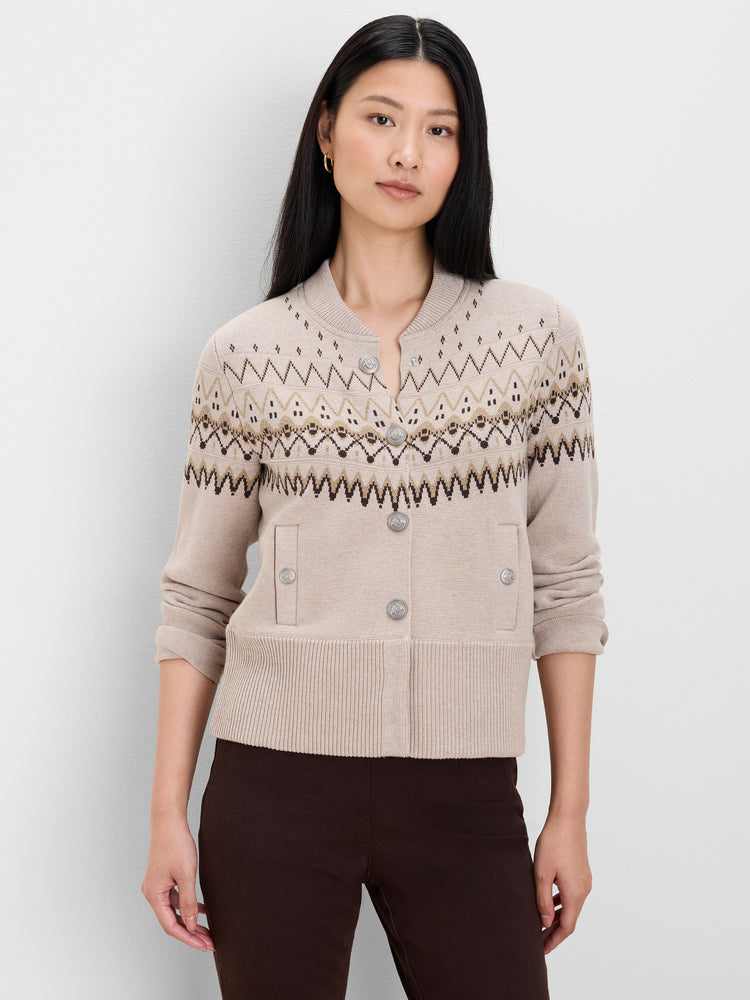 NIC+ZOE Fairisle Knit Snap Bomber Jacket product