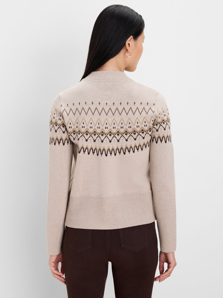 NIC+ZOE Fairisle Knit Snap Bomber Jacket product