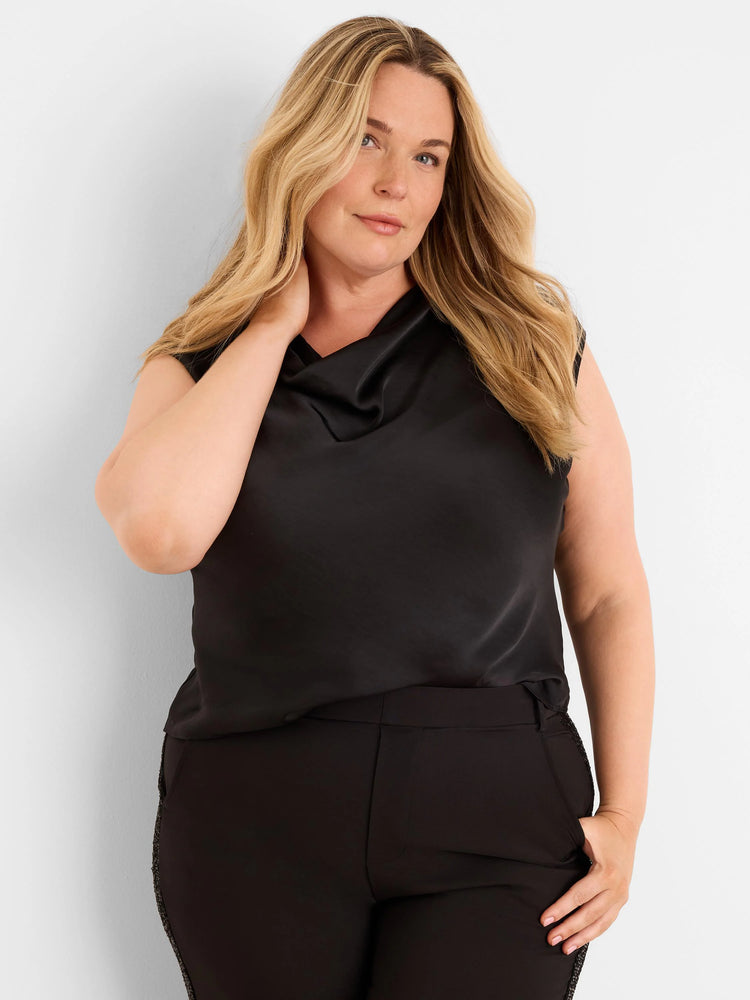 Drape Neck Day Gloss Tee in Blx