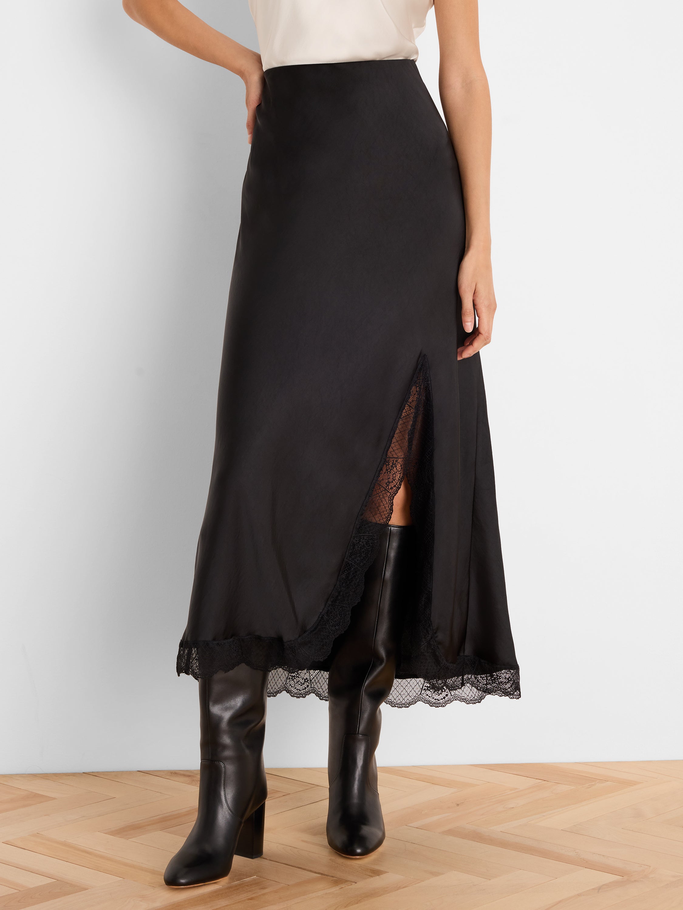 NIC+ZOE Day Gloss Lace Trim Slip Skirt product