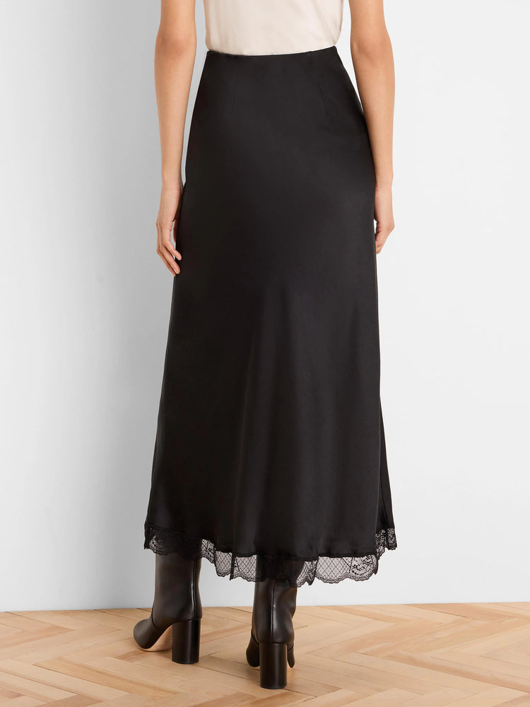 Day Gloss Lace Trim Slip Skirt in Blx