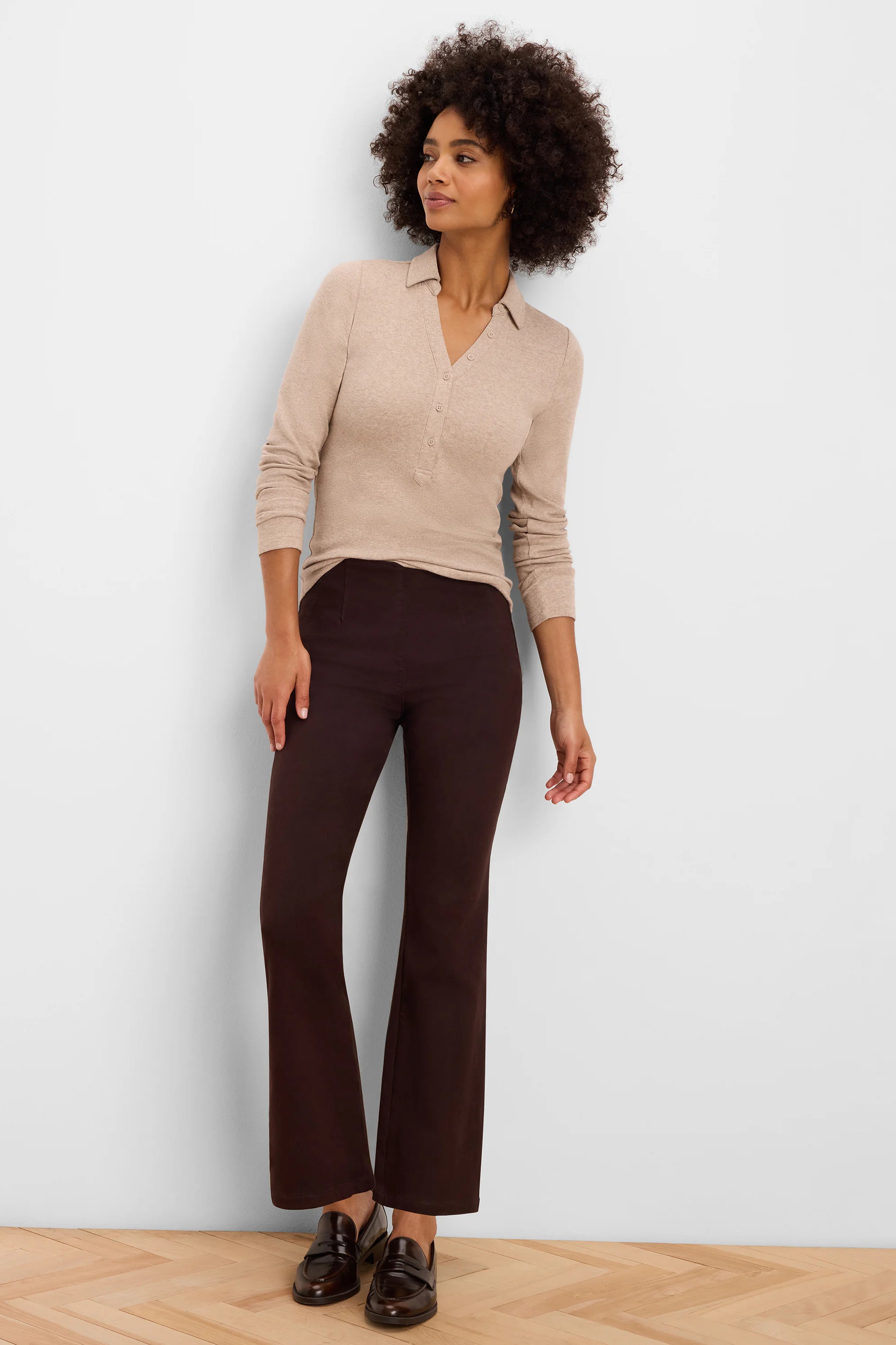 Berkeley Boot Jeans: Dark brown with a bootcut flare.