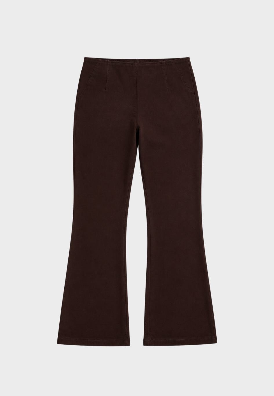 Dark brown wide-leg cropped pants shown flat against a light gray background.