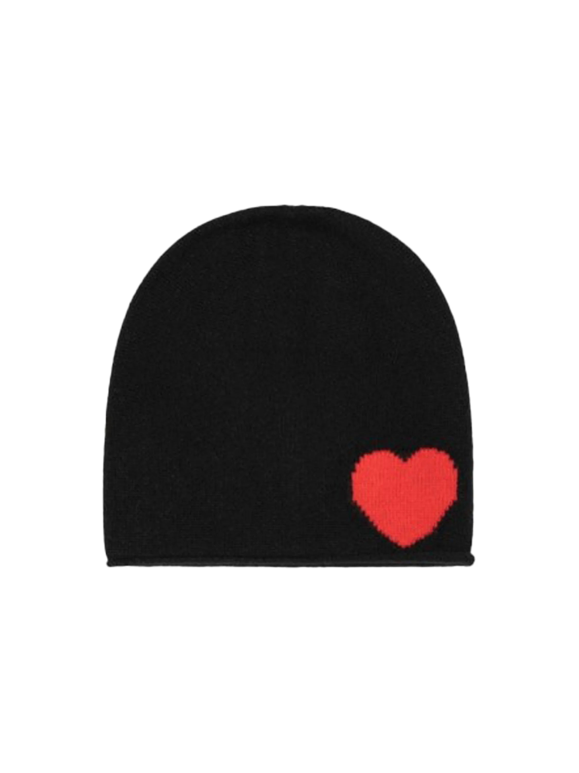 Amato Cashmere Blend Heart Beanie in Blk