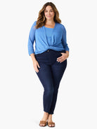 Vivid blue ribbed scoop neck tank top.