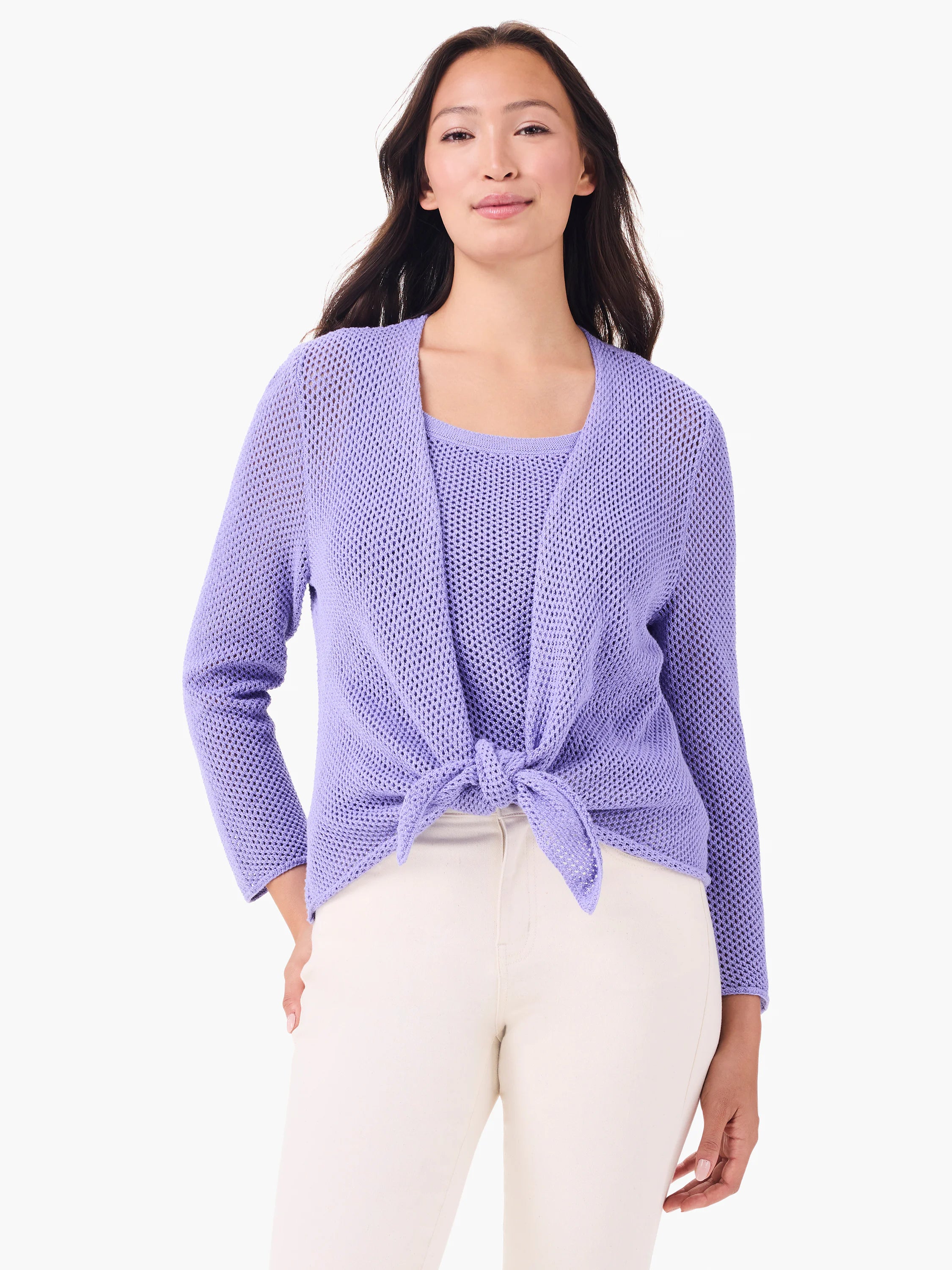 Mesh 4-way Cardigan in Lav
