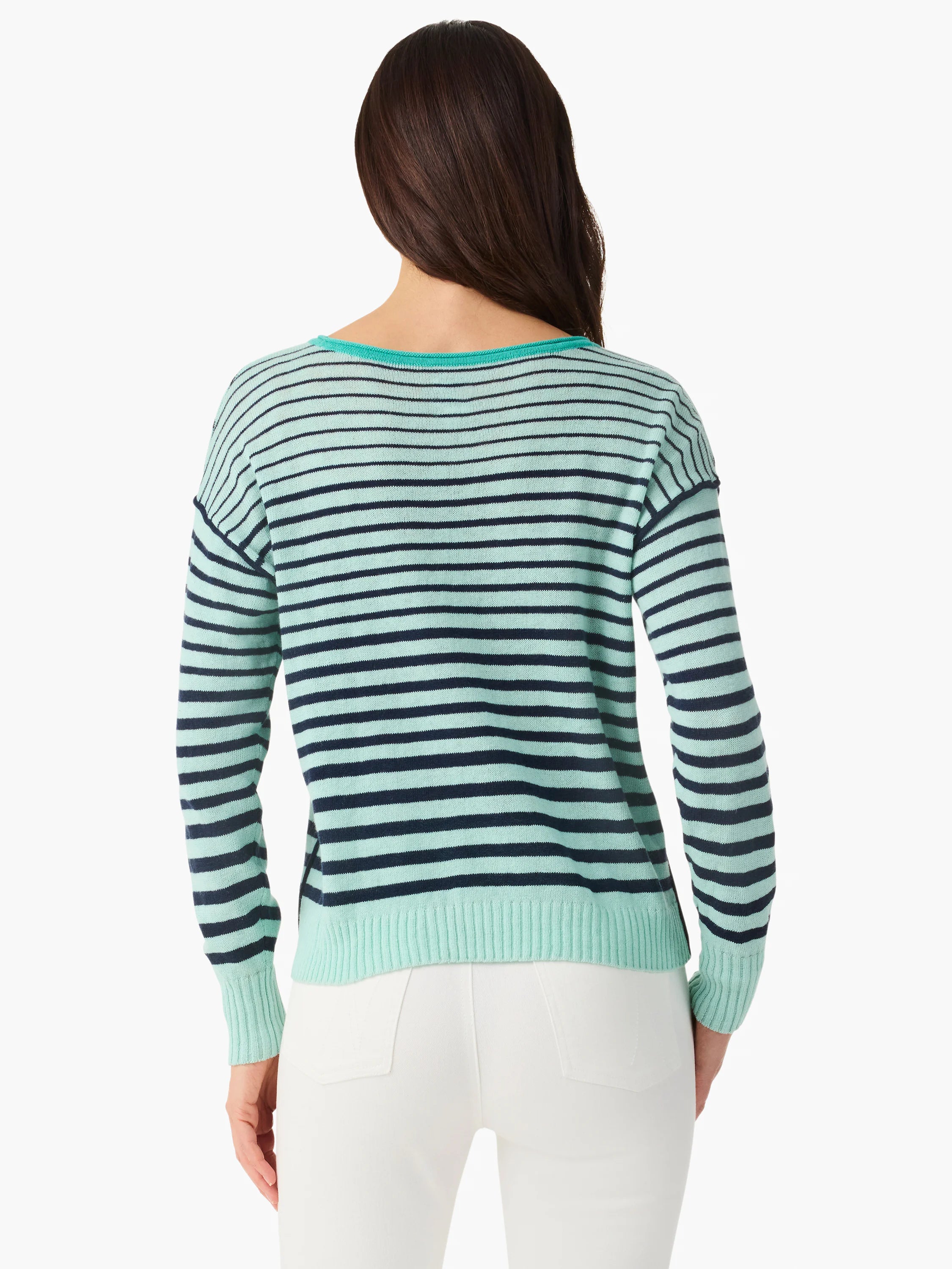 Striped Up Supersoft Sweater in Aql