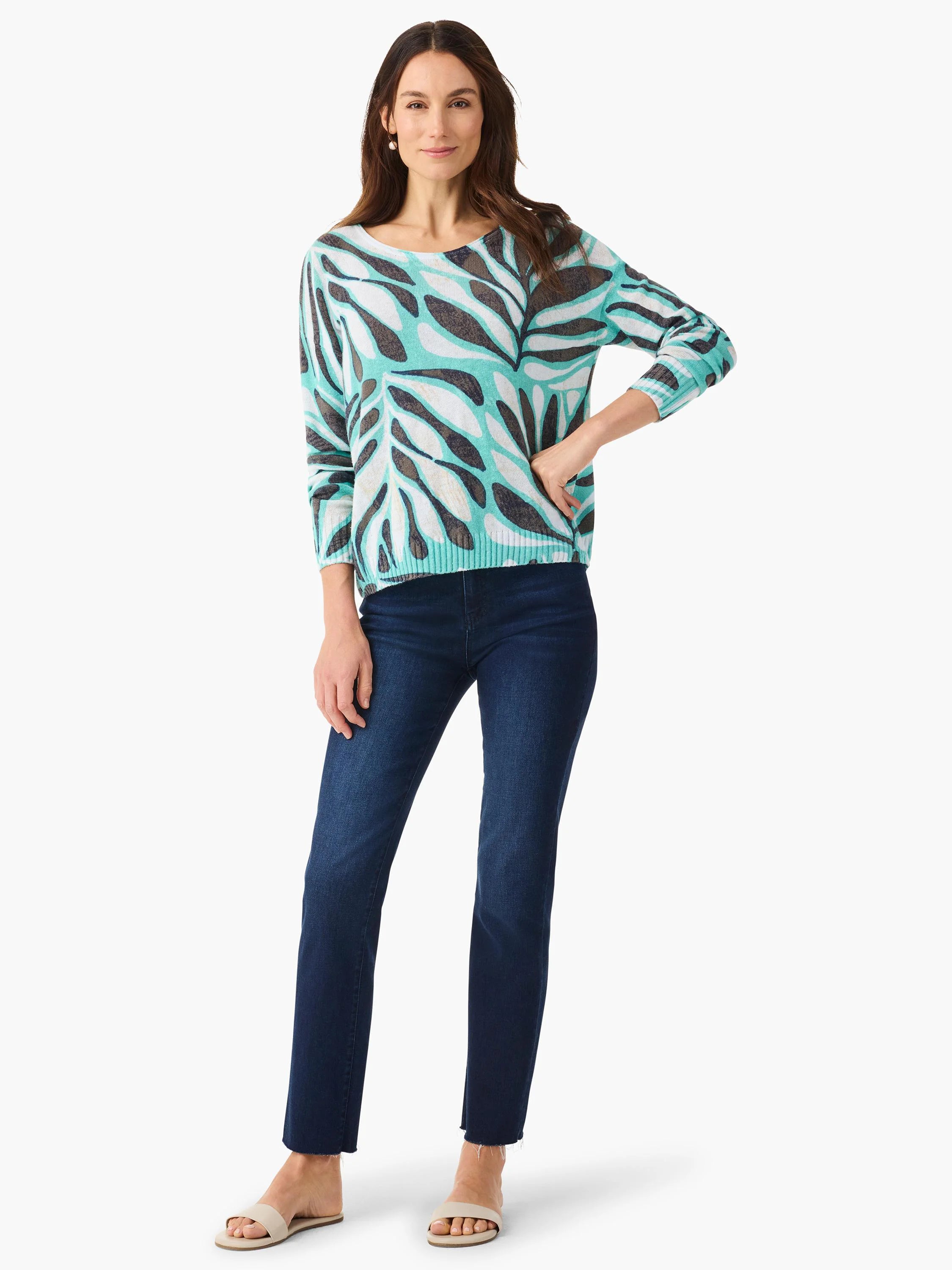 Flora Grid Supersoft Sweater in Aql