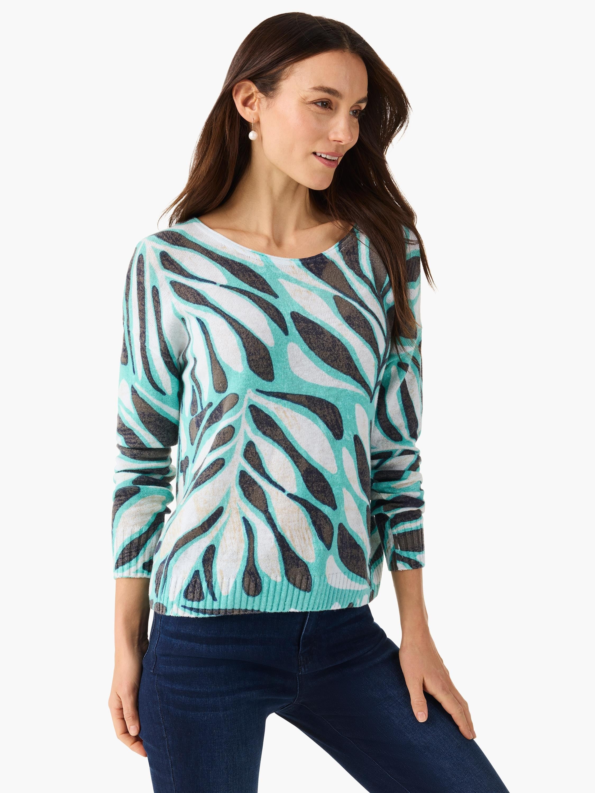 Flora Grid Supersoft Sweater in Aql