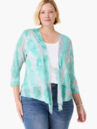 Watercolor Waves 4-way Cardigan in Aql