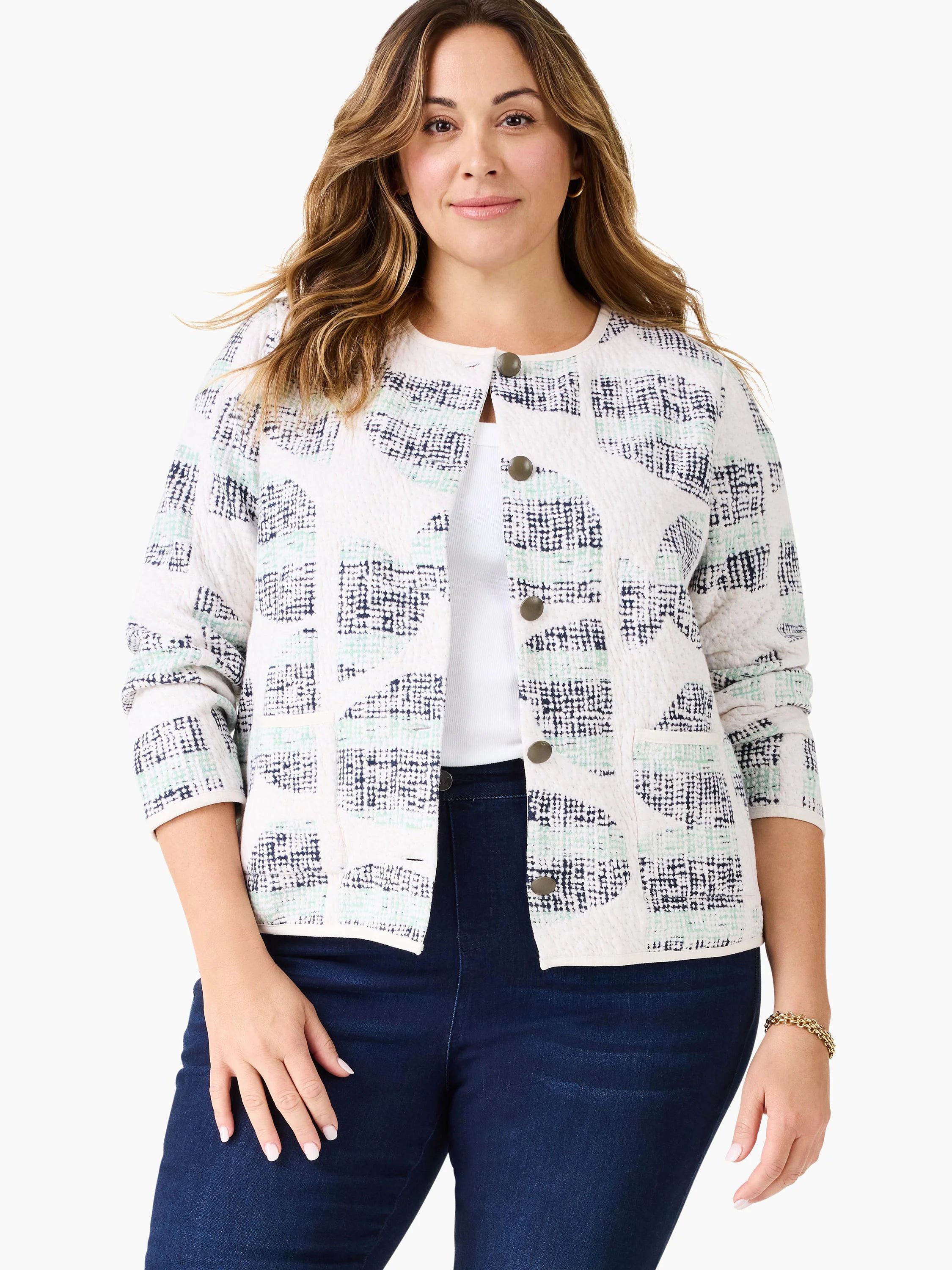 Circle Sequence Knit Jacket in Cem