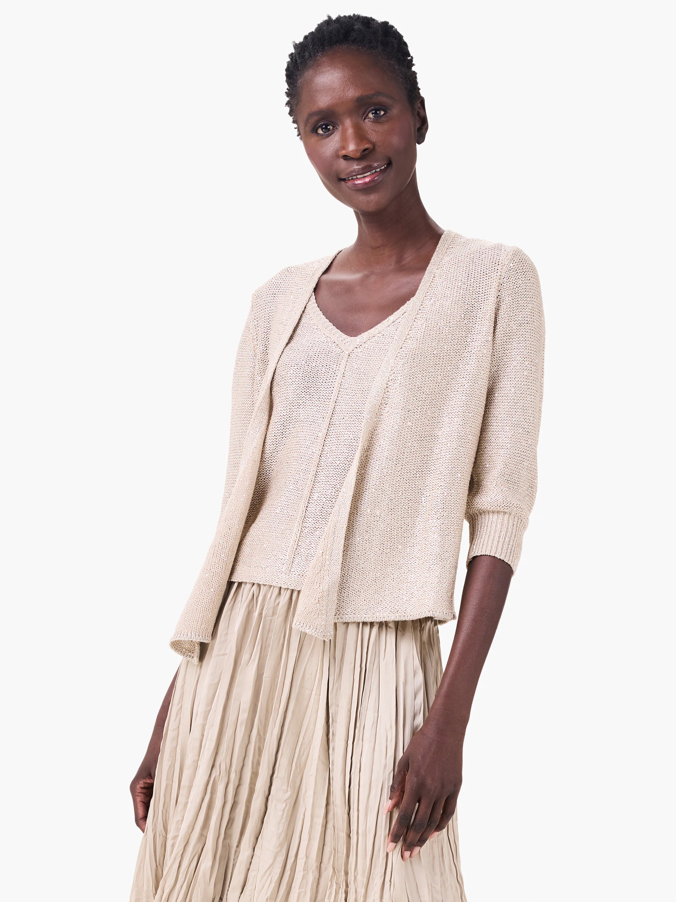 Subtle Sparkle 4-way Cardigan in Brw