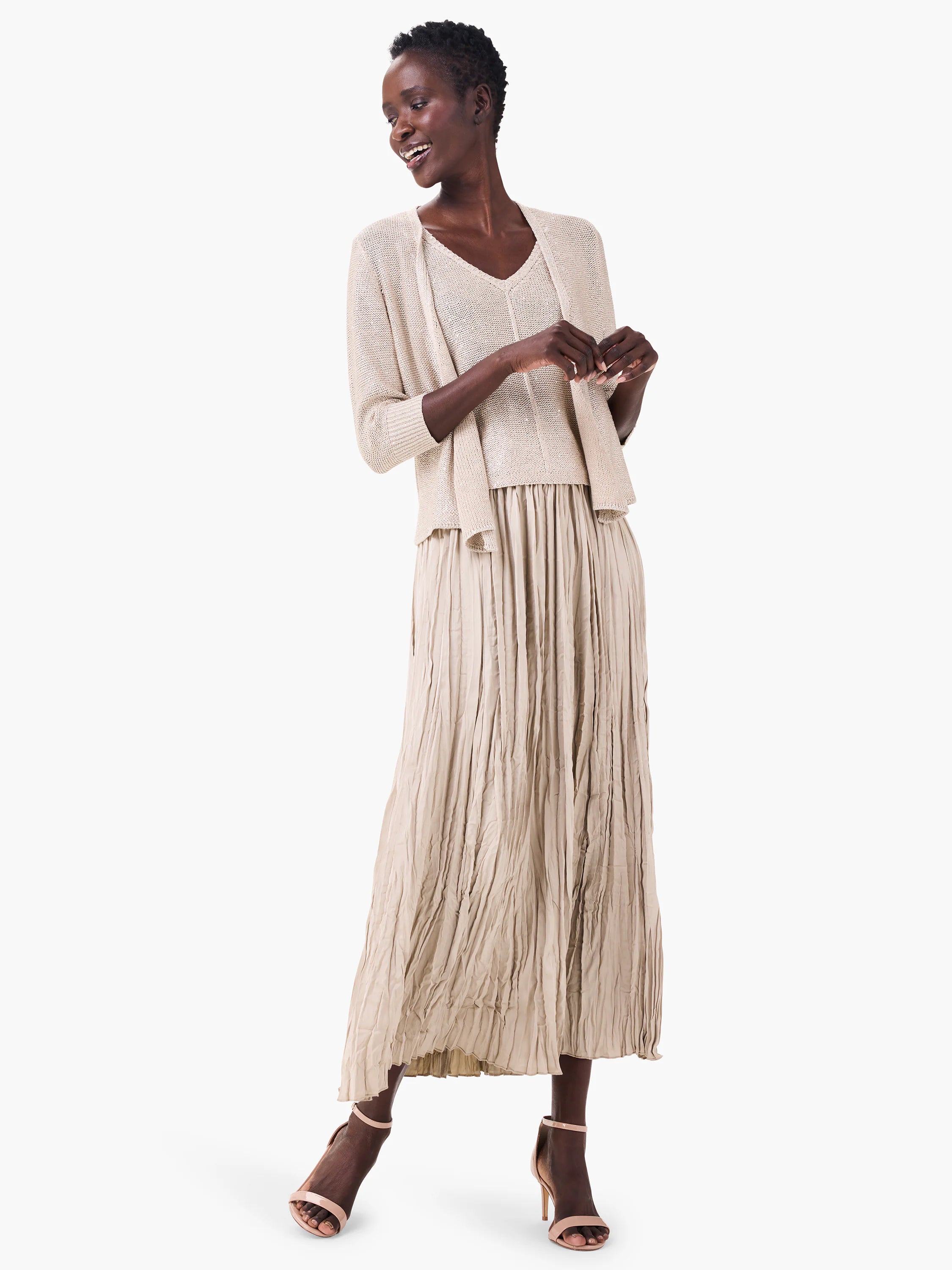 Subtle Sparkle 4-way Cardigan in Brw