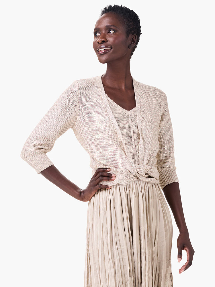 Subtle Sparkle 4-way Cardigan in Brw