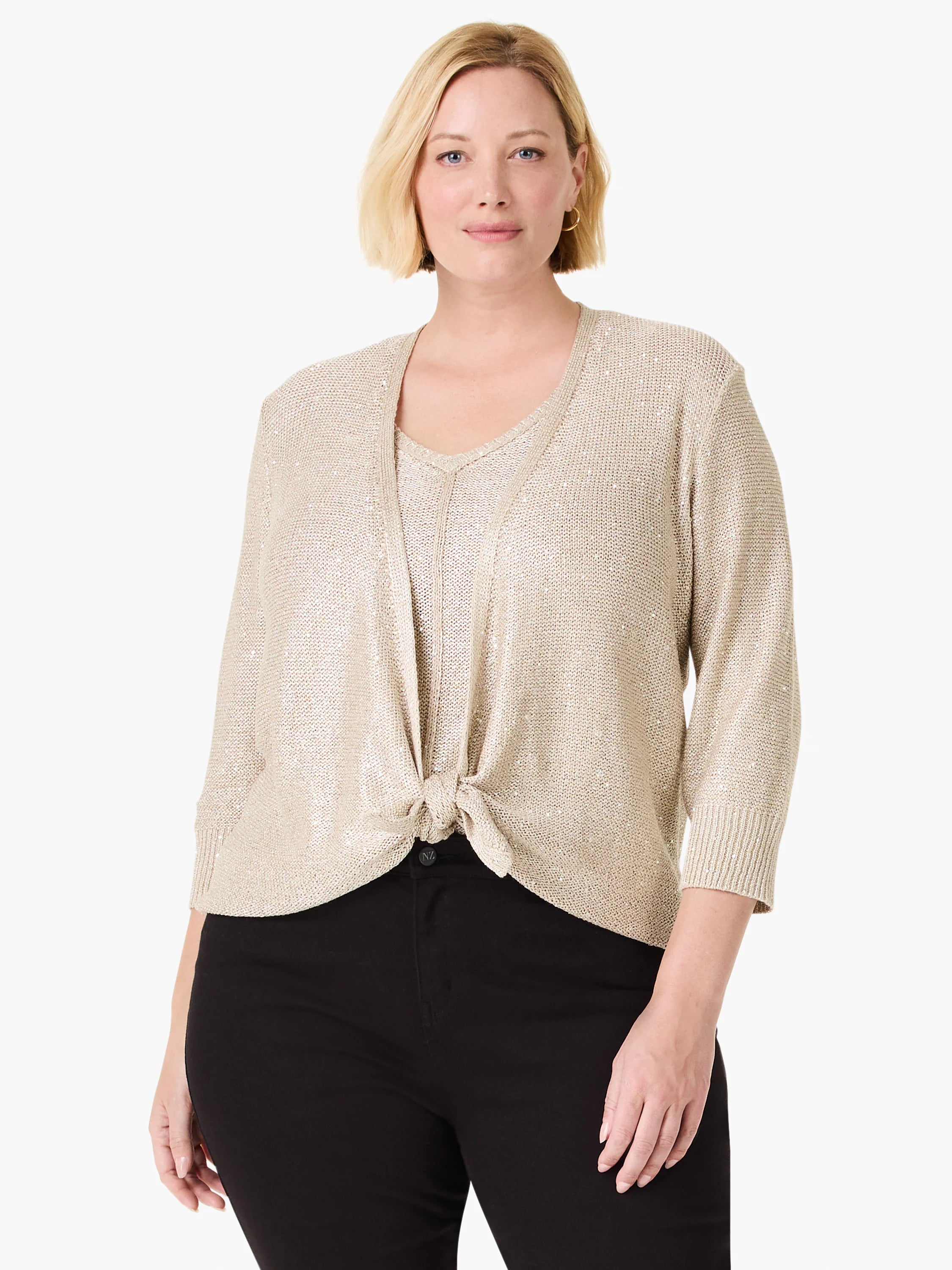Subtle Sparkle 4-way Cardigan in Brw