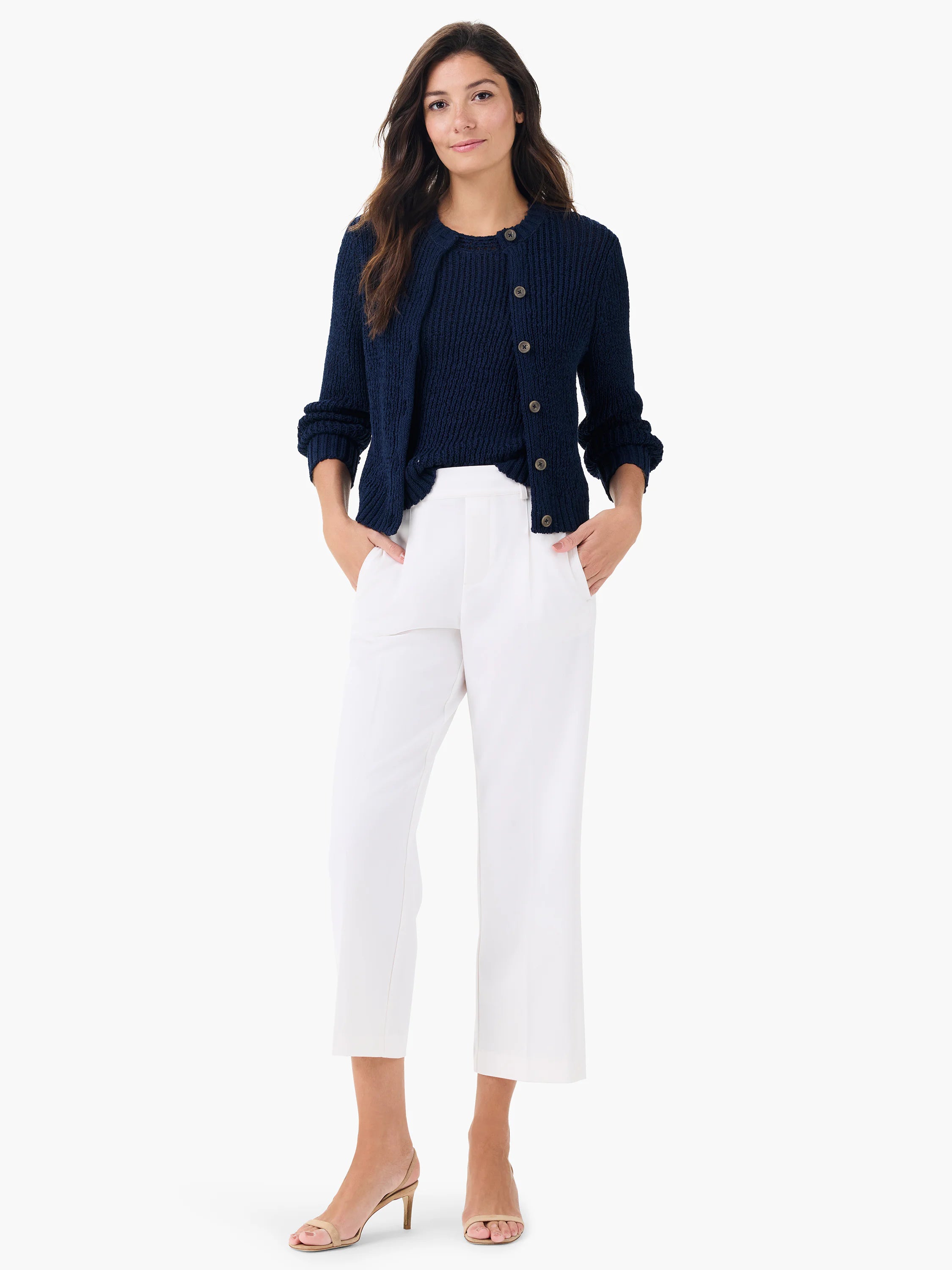 Tape Yarn Button Cardigan in Did