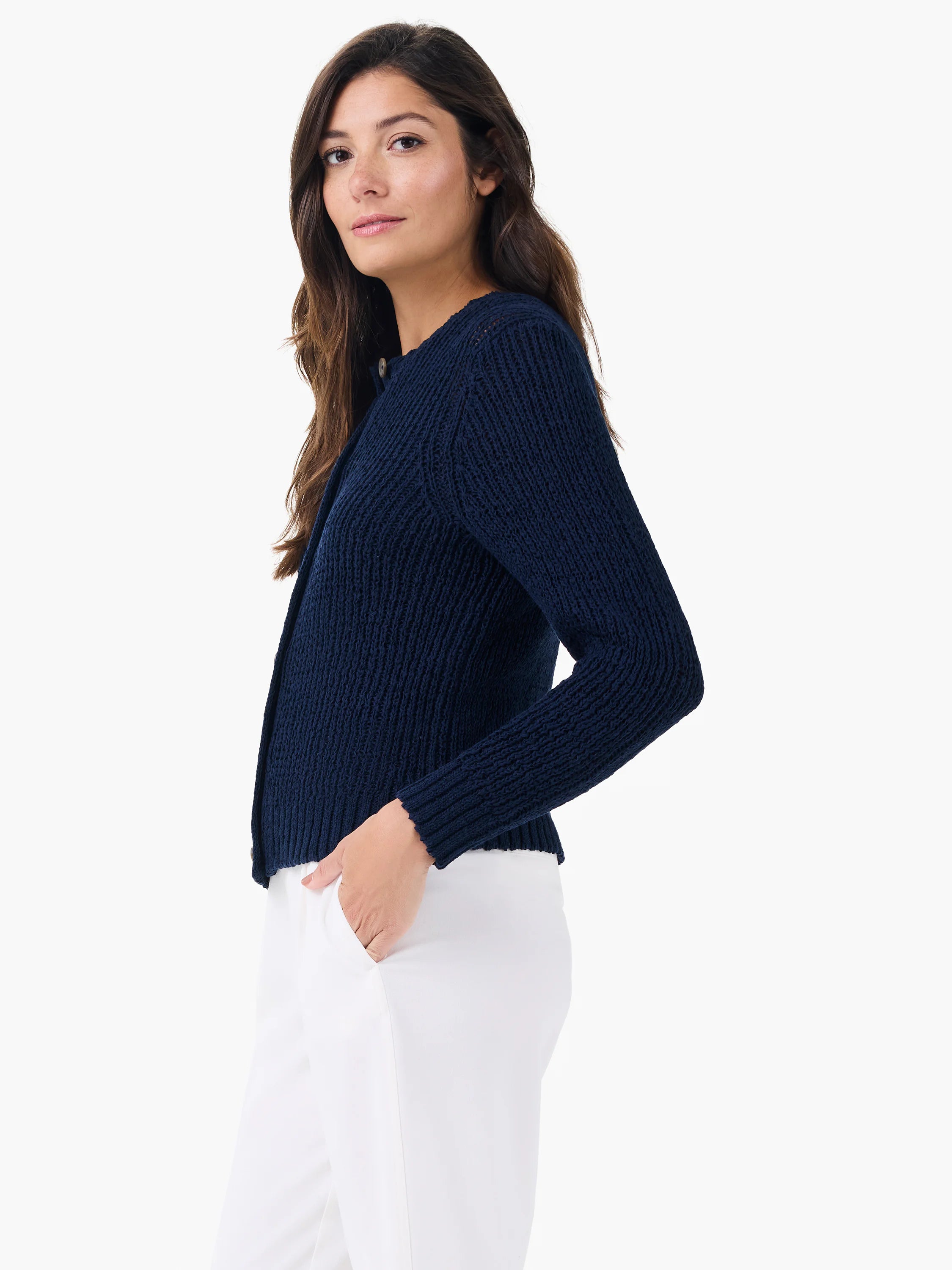 Tape Yarn Button Cardigan in Did