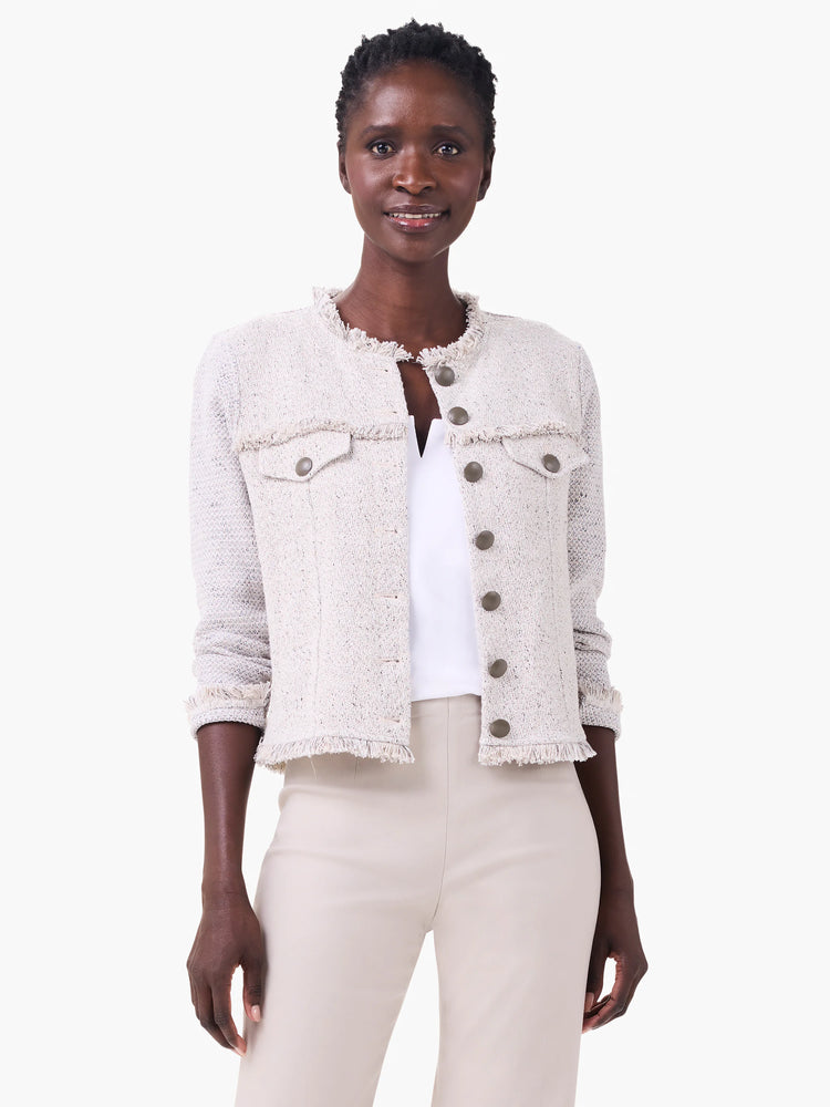 Utility Fringe Mix Knit Jacket in Cbs