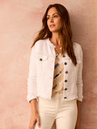 Utility Fringe Mix Knit Jacket in Pwh