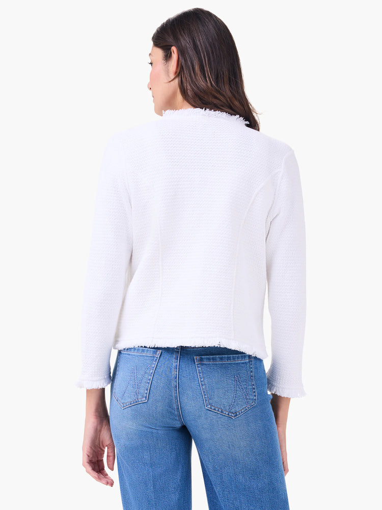 Utility Fringe Mix Knit Jacket in Pwh