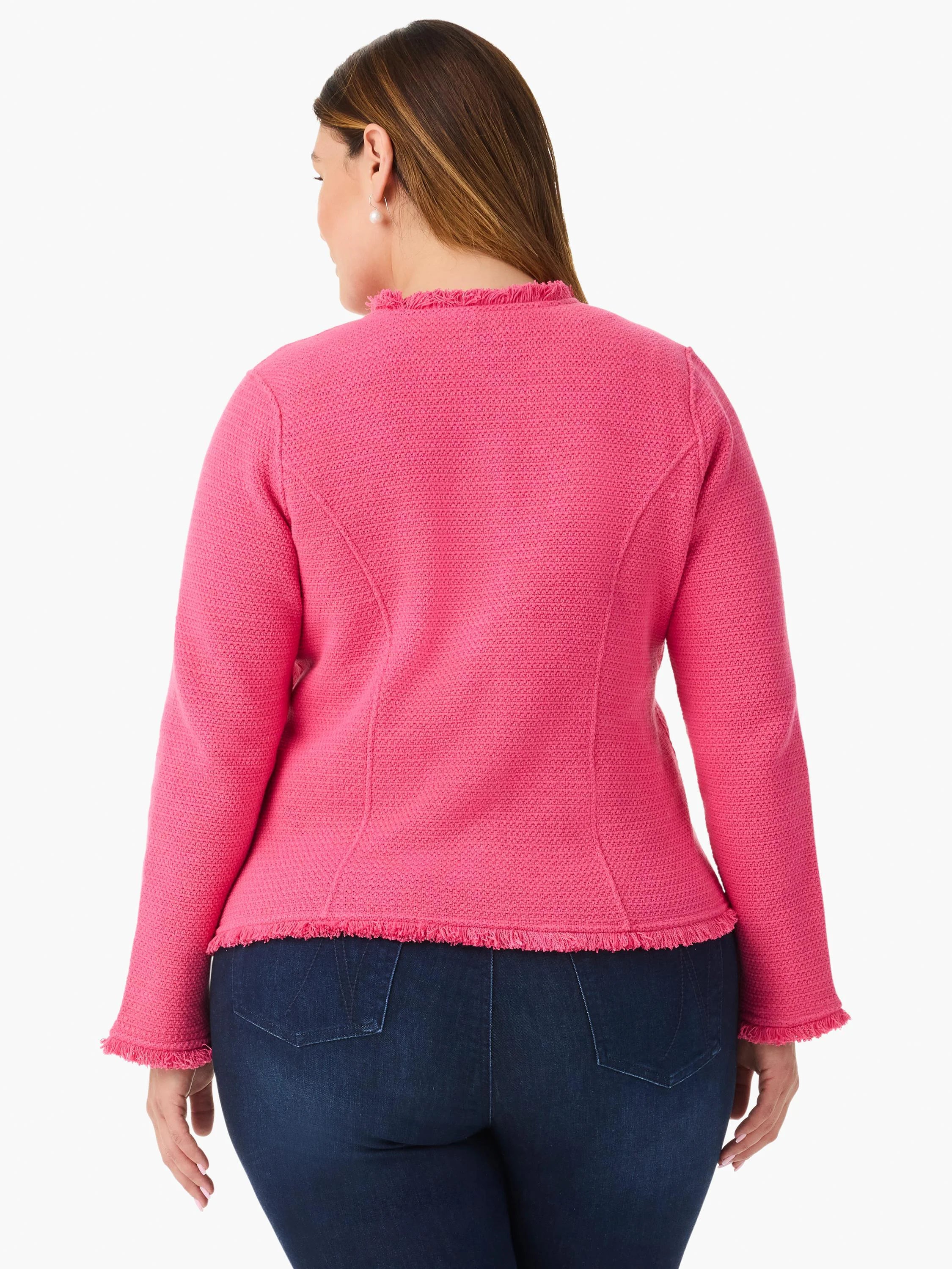 Utility Fringe Mix Knit Jacket in Wlp