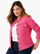 Utility Fringe Mix Knit Jacket in Wlp