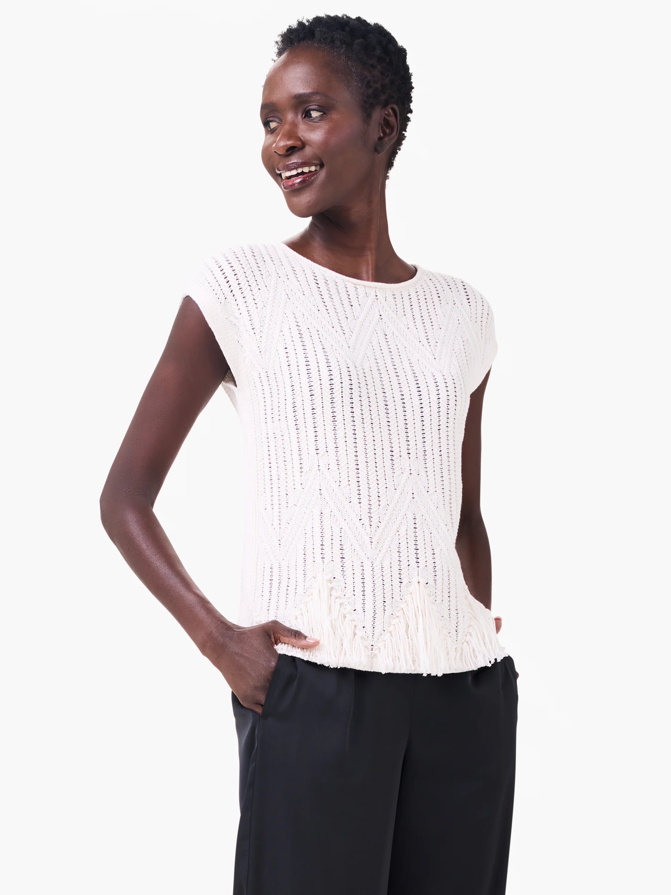 Textured Swing Sweater in Clc