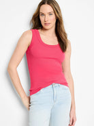 Vibrant pink ribbed knit scoop neck tank.