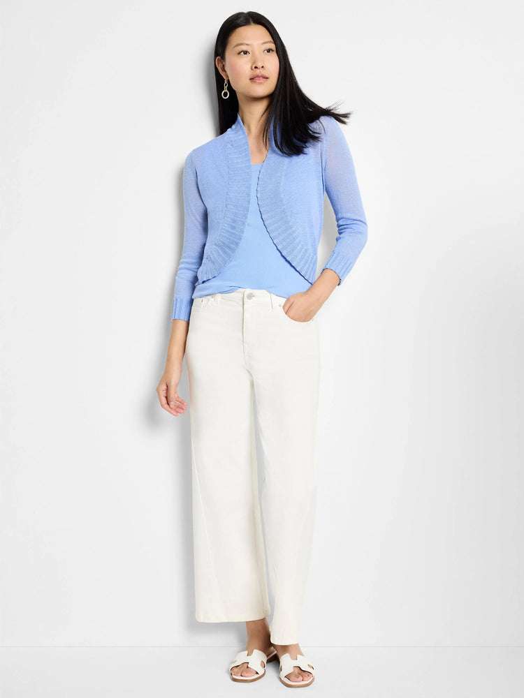 Light blue ribbed knit scoop tank top.