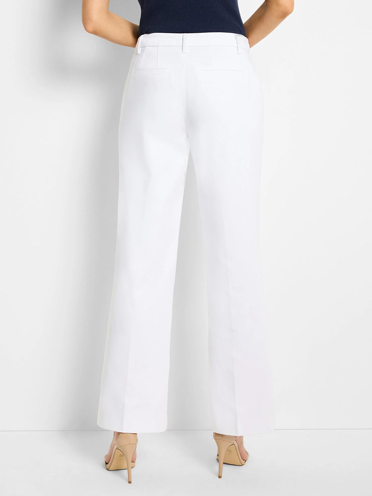 White wide-leg trousers; rear view. Back pockets visible.