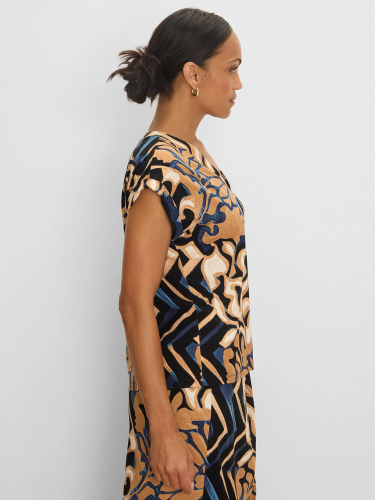 Deco Blooms Cap Sleeve Tee in Blt