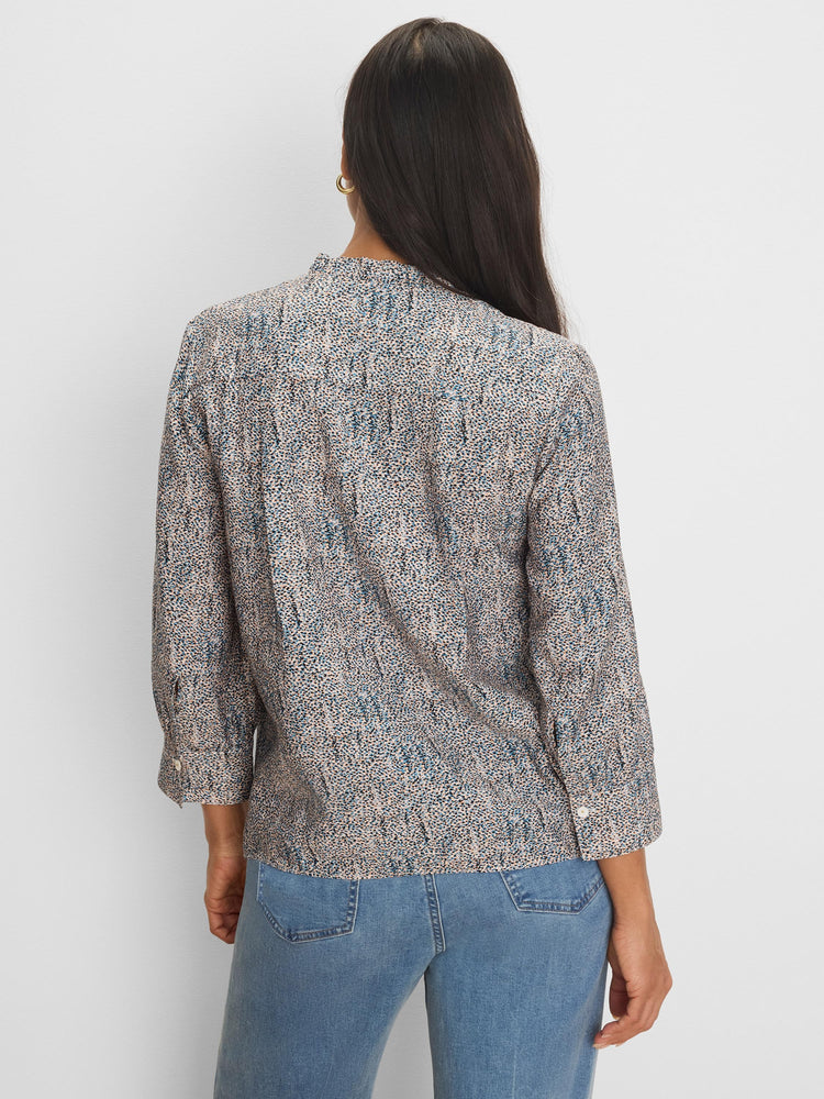 Sun Speckle Ruffle Neck Top in Num