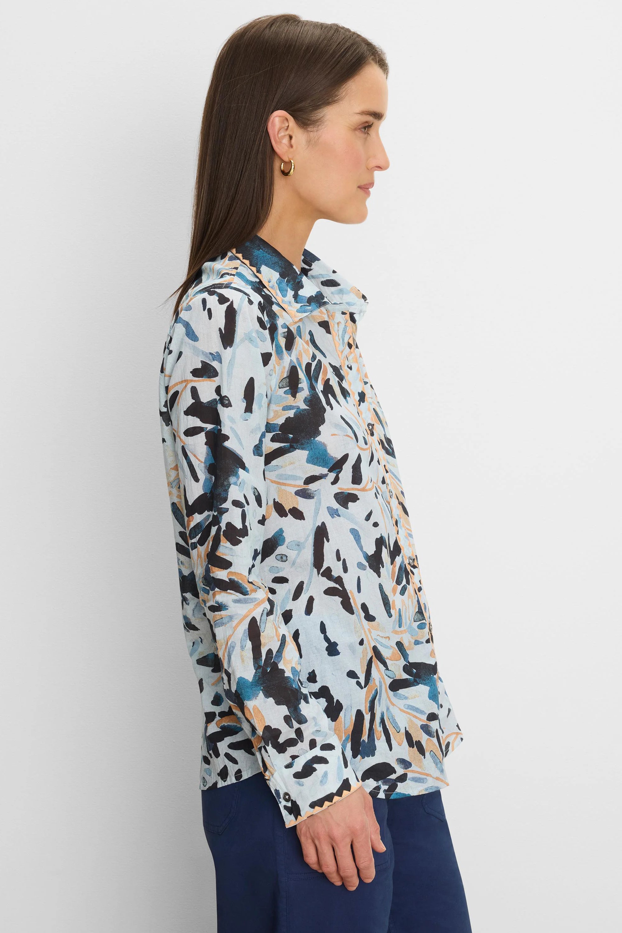 Garden Shade Cotton Crinkle Shirt in Blt