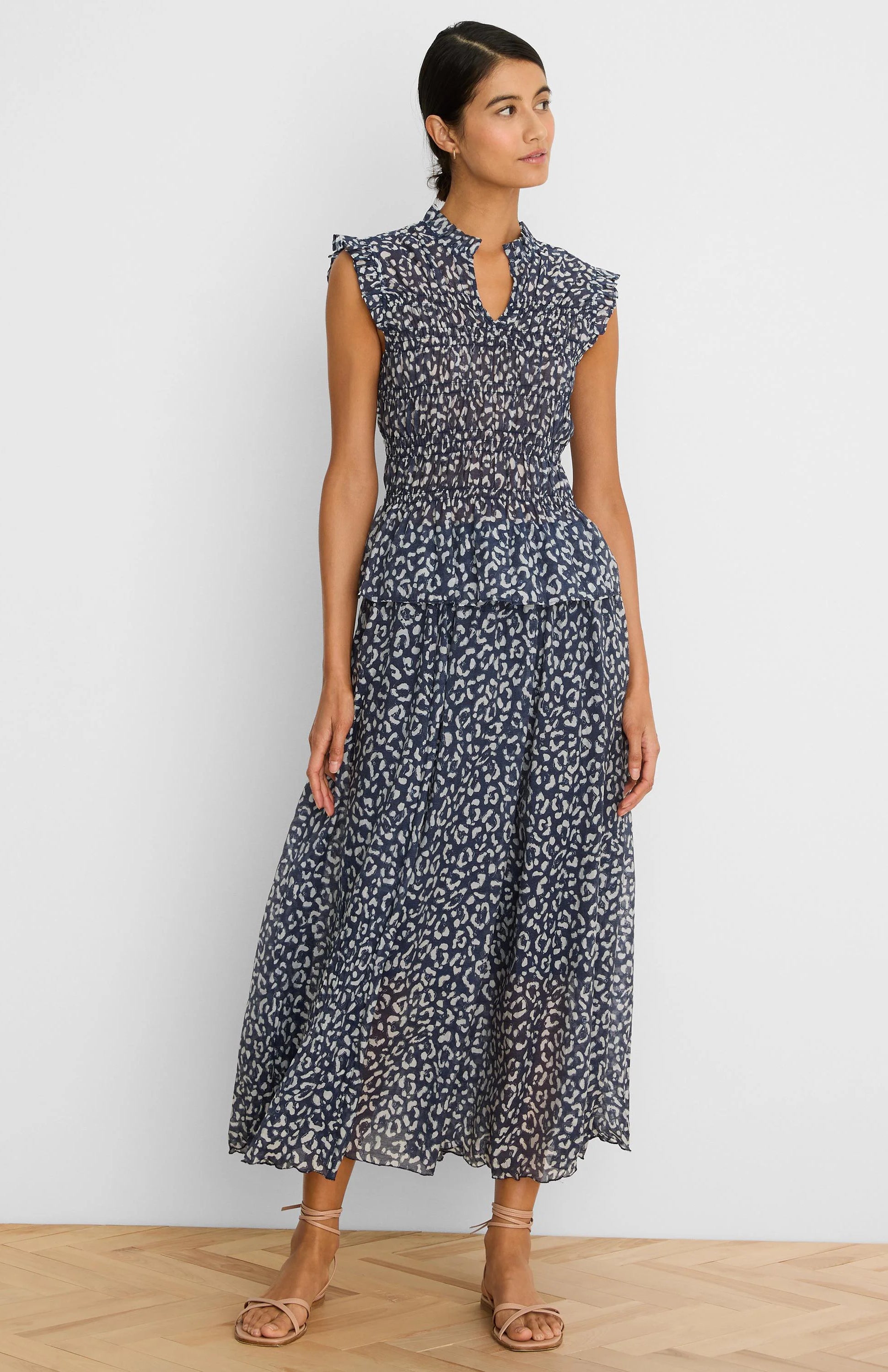 Leopard Sketch Crinkle Skirt in Imi